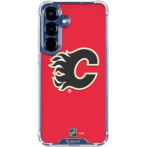 NHL Calgary Flames Solid Background Galaxy S25 Clear Case