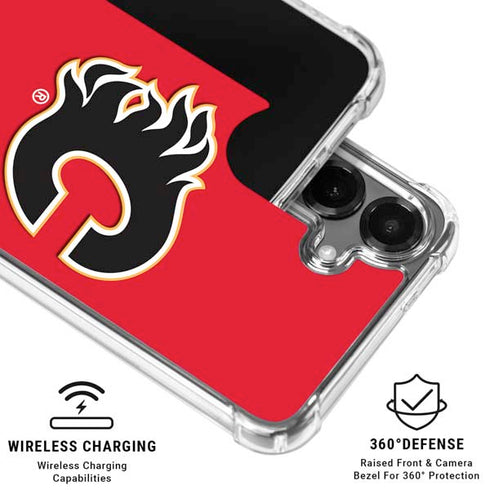 NHL Calgary Flames Solid Background Galaxy S26 Clear Case