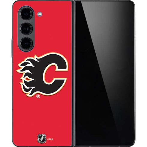 NHL Calgary Flames Solid Background Galaxy Z Fold5 5G Skin