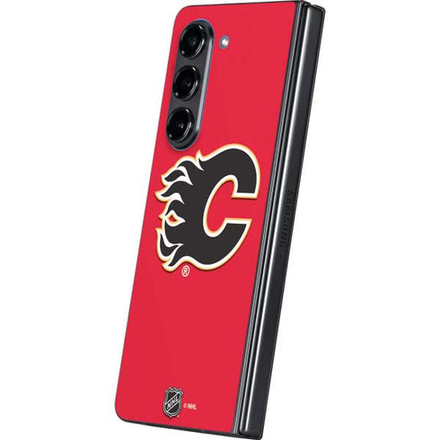 NHL Calgary Flames Solid Background Galaxy Z Fold5 5G Skin