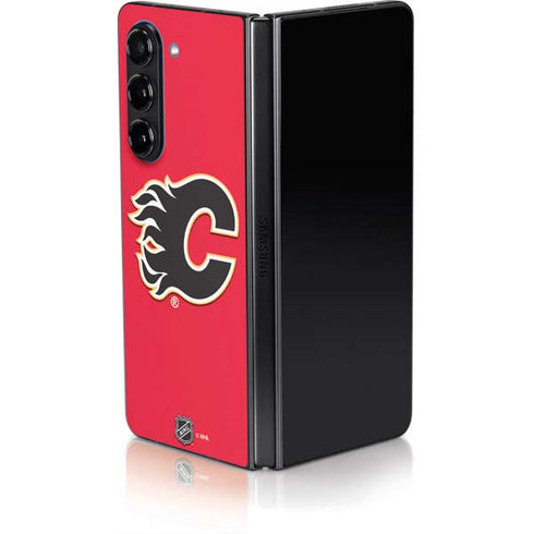 NHL Calgary Flames Solid Background Galaxy Z Fold5 5G Skin
