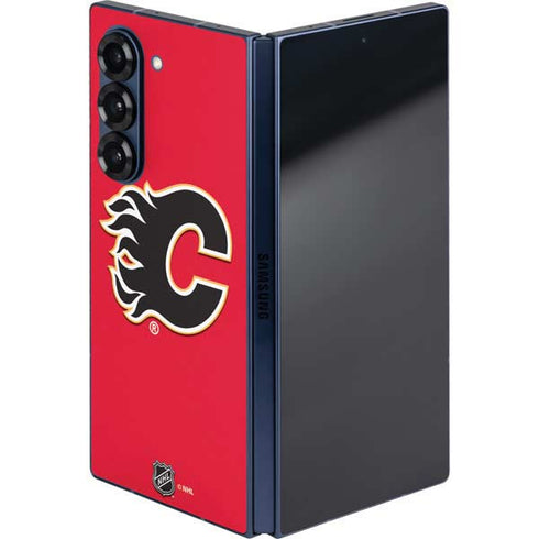 NHL Calgary Flames Solid Background Galaxy Z Fold6 Skin