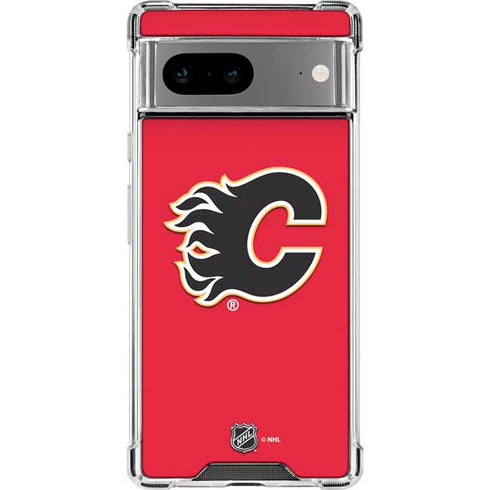 NHL Calgary Flames Solid Background Google Pixel 8a Clear Case