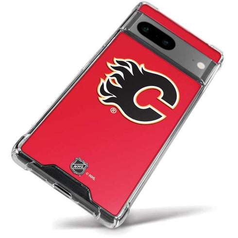 NHL Calgary Flames Solid Background Google Pixel 8a Clear Case