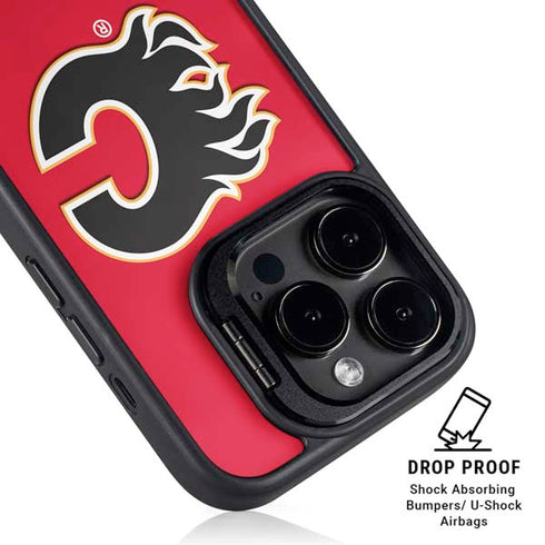 NHL Calgary Flames Solid Background iPhone 13 Pro Kickstand Case