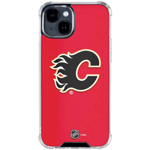 NHL Calgary Flames Solid Background iPhone 15 Clear Case