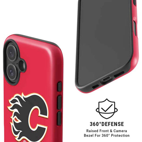 NHL Calgary Flames Solid Background iPhone 16 Magsafe Impact Case