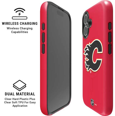 NHL Calgary Flames Solid Background iPhone 16 Magsafe Impact Case