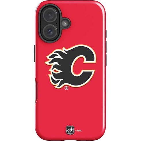NHL Calgary Flames Solid Background iPhone 16 Plus Impact Case
