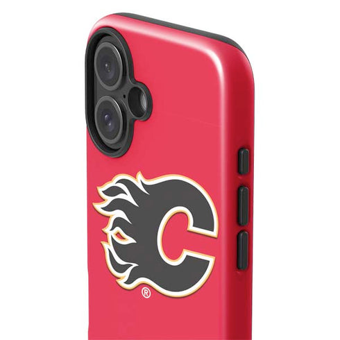 NHL Calgary Flames Solid Background iPhone 16 Plus Impact Case