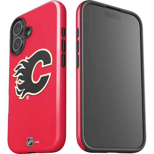 NHL Calgary Flames Solid Background iPhone 16 Plus Impact Case