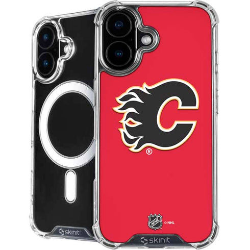 NHL Calgary Flames Solid Background iPhone 16 Plus MagSafe Case