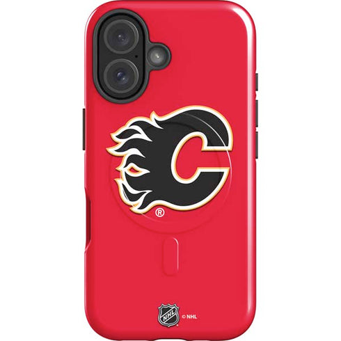 NHL Calgary Flames Solid Background iPhone 16 Plus Magsafe Impact Case