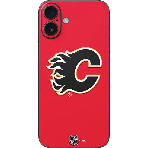 NHL Calgary Flames Solid Background iPhone 16 Plus Skin