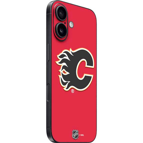 NHL Calgary Flames Solid Background iPhone 16 Plus Skin