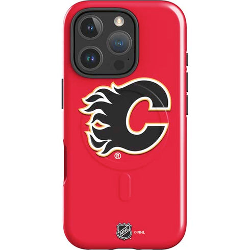 NHL Calgary Flames Solid Background iPhone 16 Pro Magsafe Impact Case