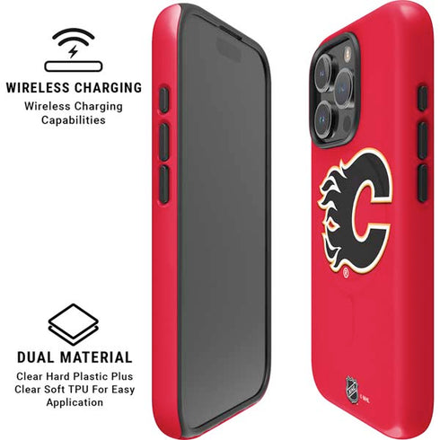 NHL Calgary Flames Solid Background iPhone 16 Pro Magsafe Impact Case