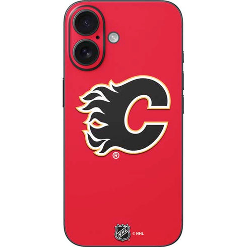 NHL Calgary Flames Solid Background iPhone 16 Skin