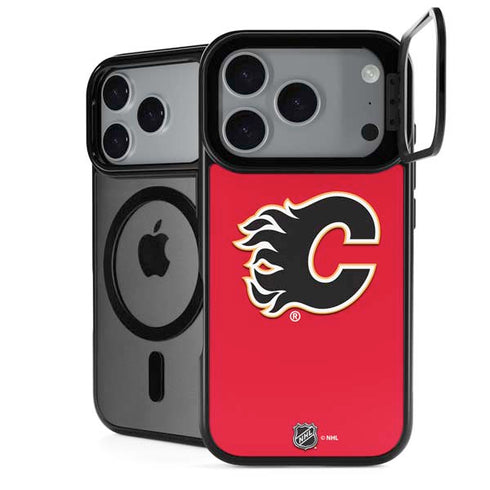 NHL Calgary Flames Solid Background iPhone 17 Pro Max Kickstand Case