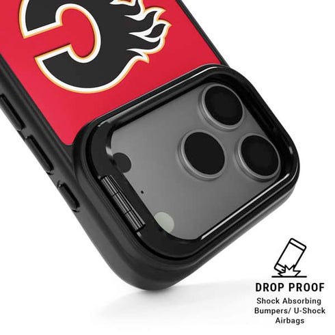 NHL Calgary Flames Solid Background iPhone 17 Pro Max Kickstand Case