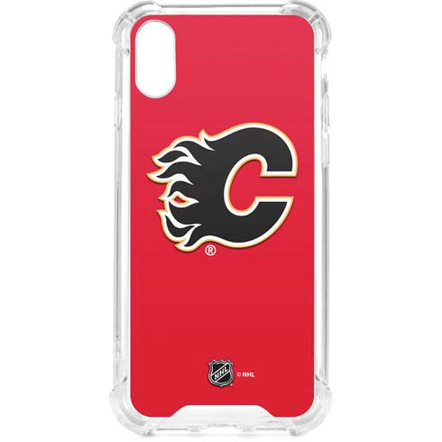 NHL Calgary Flames Solid Background iPhone XS Clear Case