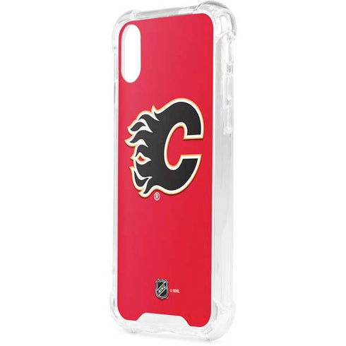 NHL Calgary Flames Solid Background iPhone XS Clear Case