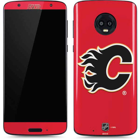 NHL Calgary Flames Solid Background Moto G6 Skin