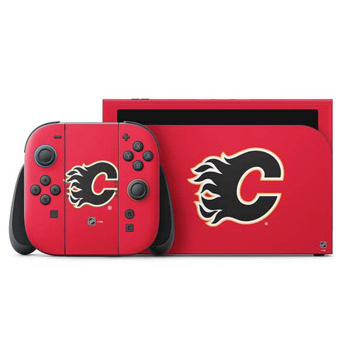 NHL Calgary Flames Solid Background Nintendo Skins