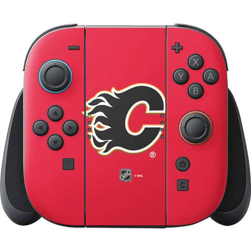 NHL Calgary Flames Solid Background Nintendo Skins