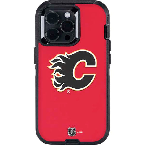NHL Calgary Flames Solid Background Otterbox Defender iPhone Skin