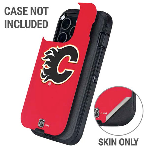 NHL Calgary Flames Solid Background Otterbox Defender iPhone Skin