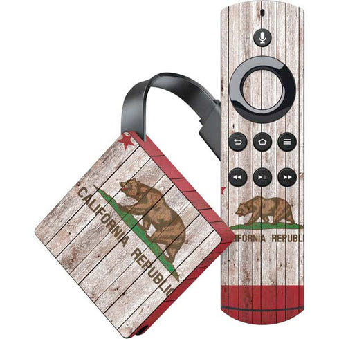 California Flag Dark Wood Amazon Fire TV Skin