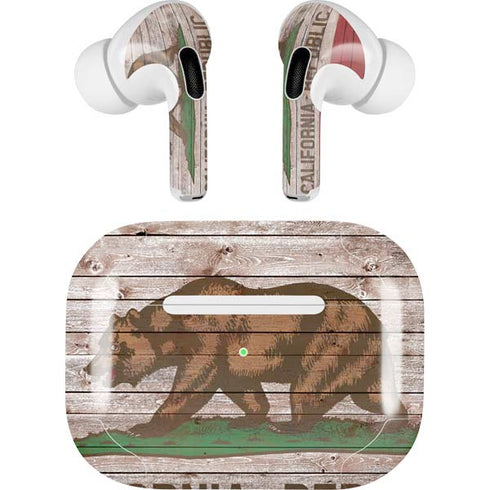 California Flag Dark Wood AirPods Skins