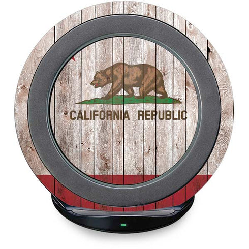 California Flag Dark Wood Fast Charge Wireless Charging Stand Skin