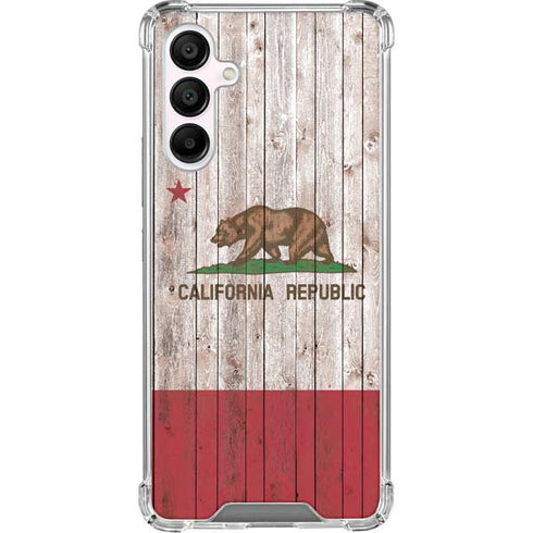 California Flag Dark Wood Galaxy A16 5G Clear Case