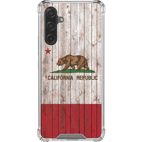 California Flag Dark Wood Galaxy A17 Clear Case