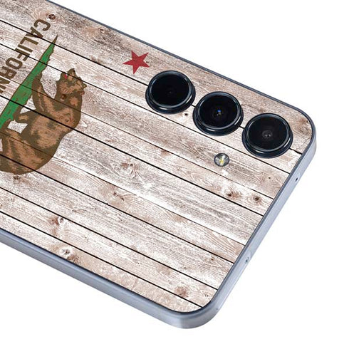California Flag Dark Wood Galaxy A35 5G Skin