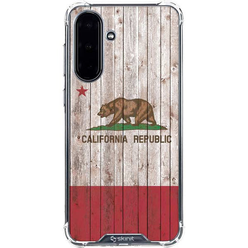 California Flag Dark Wood Galaxy A36 5G Clear Case