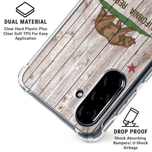 California Flag Dark Wood Galaxy A36 5G Clear Case