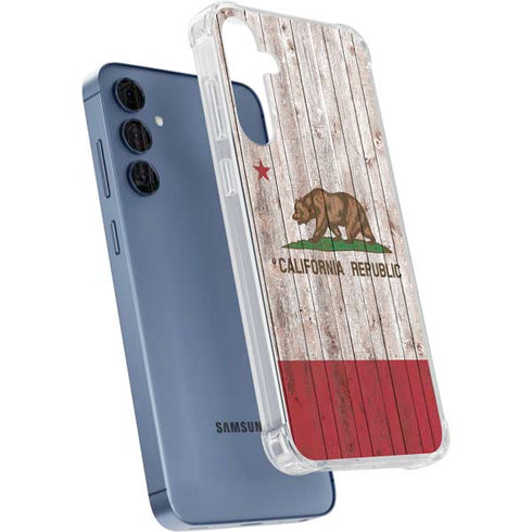 California Flag Dark Wood Galaxy A55 5G Clear Case