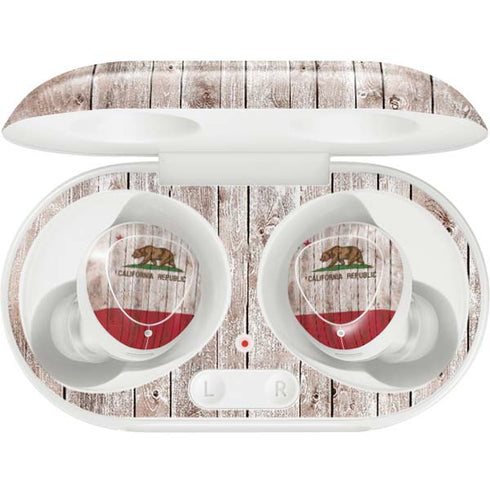 California Flag Dark Wood Galaxy Buds Plus Skin