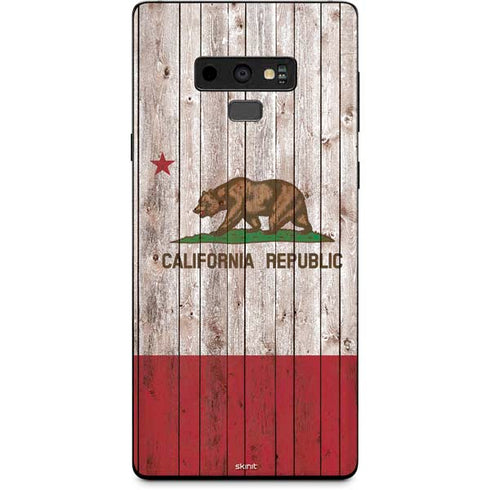 California Flag Dark Wood Galaxy Note 9 Skin