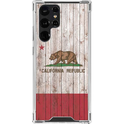 California Flag Dark Wood Galaxy S23 Ultra Clear Case