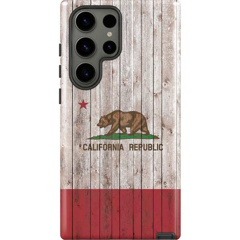 California Flag Dark Wood Galaxy S23 Ultra Pro Case