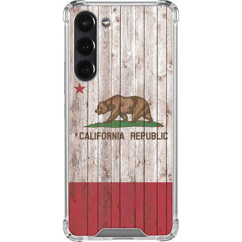 California Flag Dark Wood Galaxy S24 FE Clear Case
