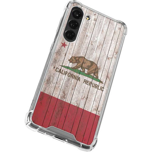 California Flag Dark Wood Galaxy S24 FE Clear Case