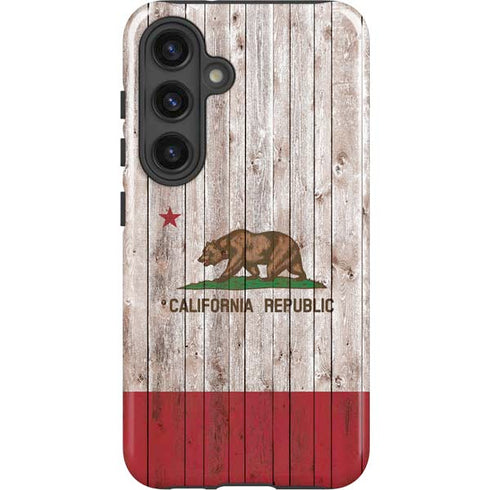 California Flag Dark Wood Galaxy S25 Impact Case