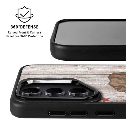 California Flag Dark Wood Galaxy S25 Kickstand Case