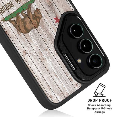 California Flag Dark Wood Galaxy S25 Kickstand Case
