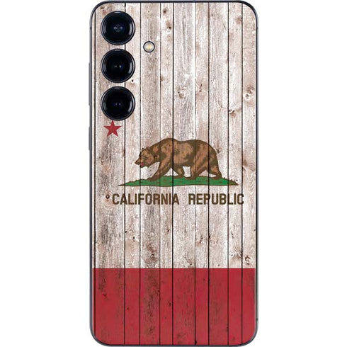 California Flag Dark Wood Galaxy S25 Plus Skin